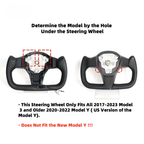 Leather Yoke Heated Steering Wheel for Tesla Model 3/Y White Black Carbon Patches