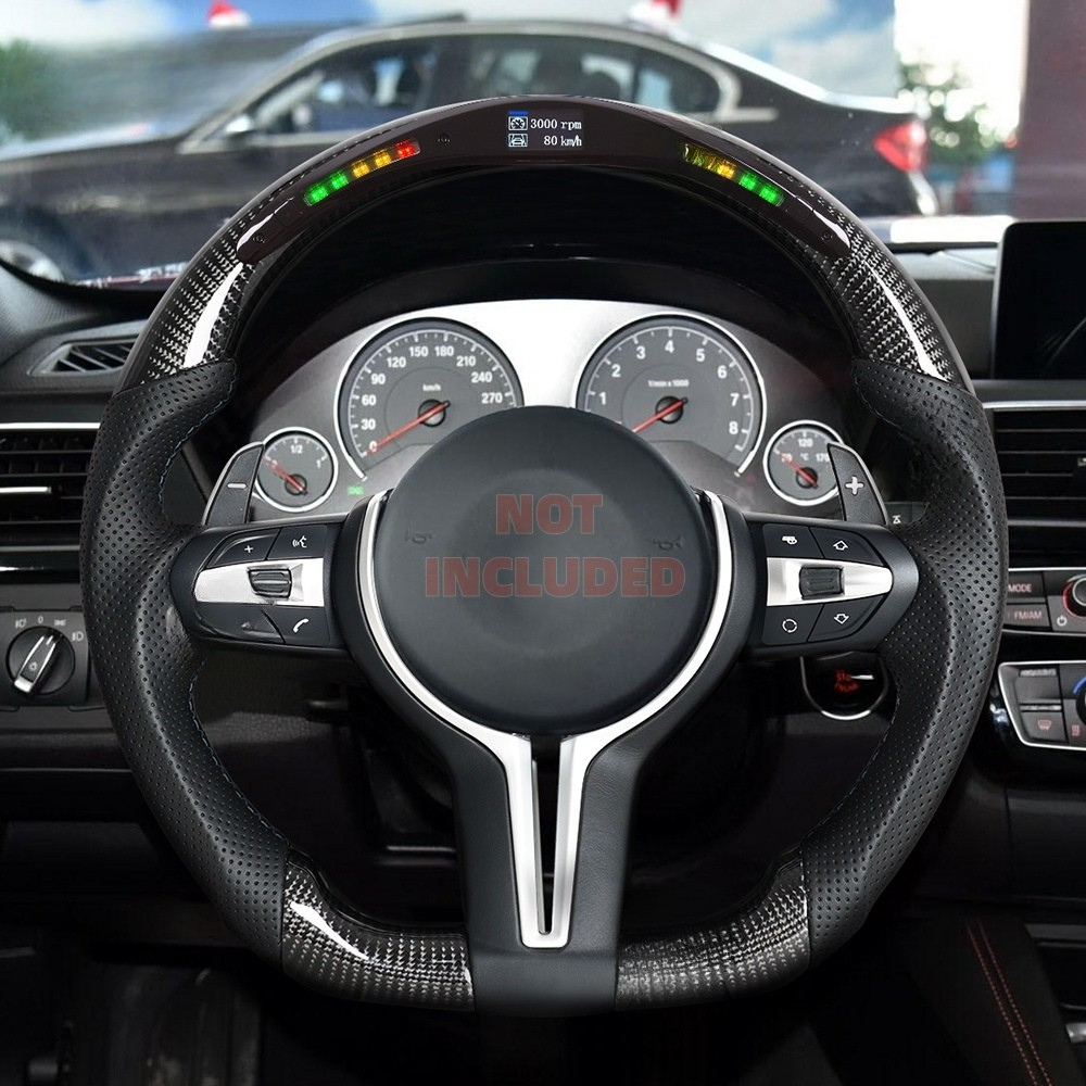 Real Carbon Fiber LED Steering Wheel for BMW M3 F30 F80 F82 F87 F32 F36 & F Series Models (Non-Heated)