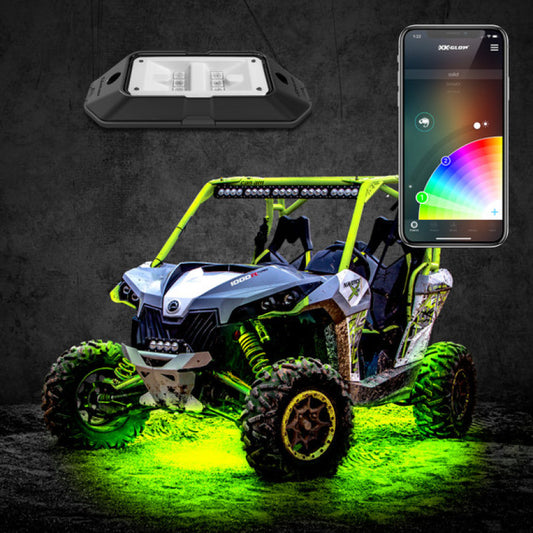 XK Glow Rock Light Advanced Kit w/ Dual-Mode Dash Mount Controller 8pc 6W LED