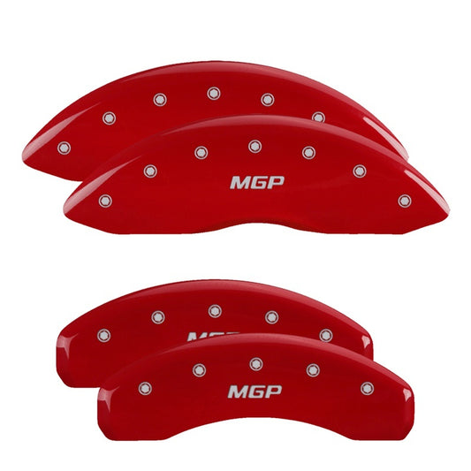 MGP 4 Caliper Covers Engraved Front & Rear Denali Red finish silver ch