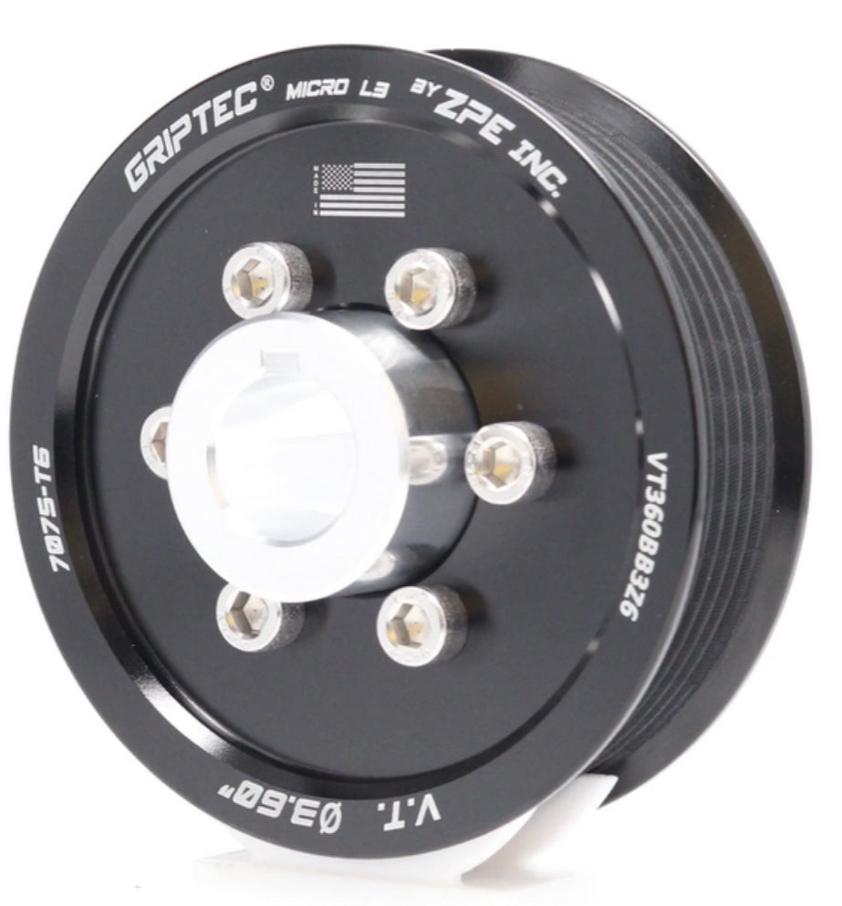 3.50" 10 Rib ZPE GripTec 2pc Vortech YSi/JT/V3 L3 Black Pulley & Hub Kit