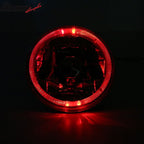 Universal 2PCS 5" Round Headlights Angel Eye Crystal Clear Red Halo