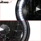Universal 7" H6024 6014gen White Ring H4 Bulb Angel Eye Headlight