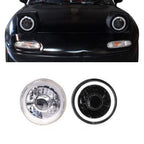 Universal 7'' Round Chrome With White CCFL Halo Headlight Conversion
