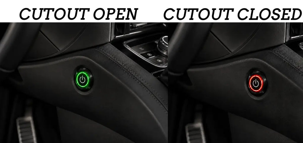 Motor Sports Billet Illuminated Exhaust Cutout Push Button- "BLACK" - 303512BLK - Granatelli Motor Sports