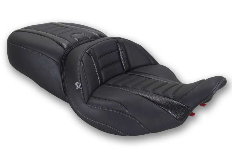 Mustang 23-26 Harley CVO Road Glide, Street Glide, ST Deluxe 1pc 2Up Blk w/Gun Metal Gray Thread