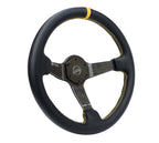 NRG Carbon Fiber Steering Wheel (350mm) Leather Trim w/Gold Stitching/Center Mark