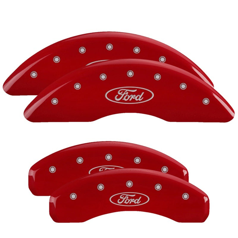MGP 4 Caliper Covers Engraved Front & Rear 23-26 Ford SD F-250/F-350 - Red w/ Ford Oval Logo
