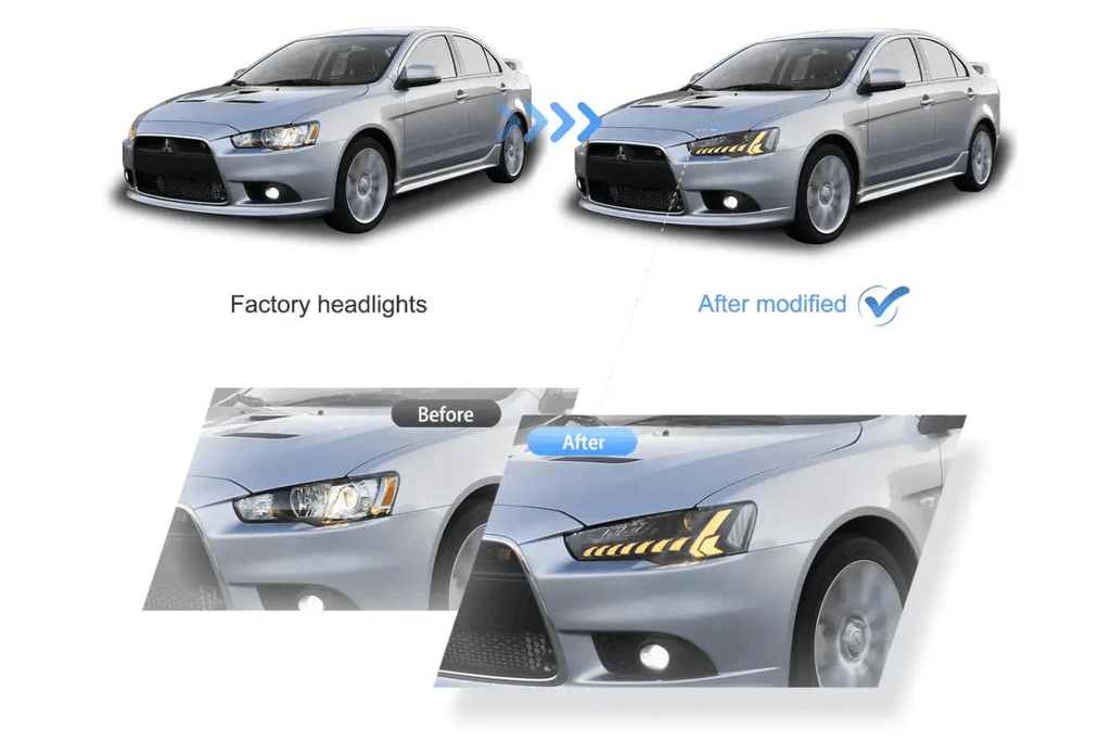 Mitsubishi Lancer Evo X Demon Eyes Dual Beam Projector Headlights (2008-2017)