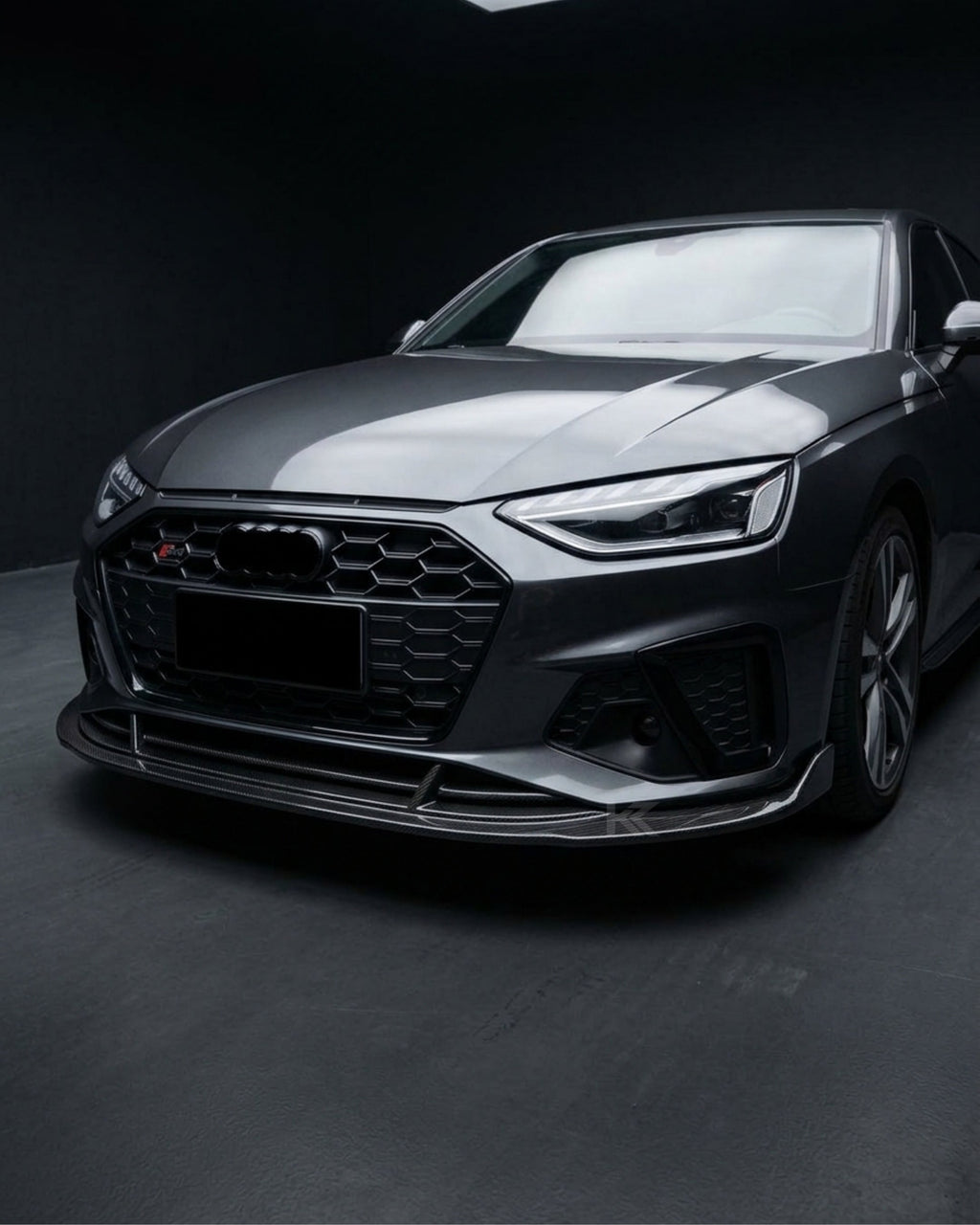 Audi A4 B9 S-Line / S4 Sedan Carbon Fiber 3D Style Front Bumper Lip Splitter Chin Spoiler 2020 - 2021