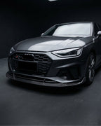 Audi A4 B9 S-Line / S4 Sedan Carbon Fiber 3D Style Front Bumper Lip Splitter Chin Spoiler 2020 - 2021