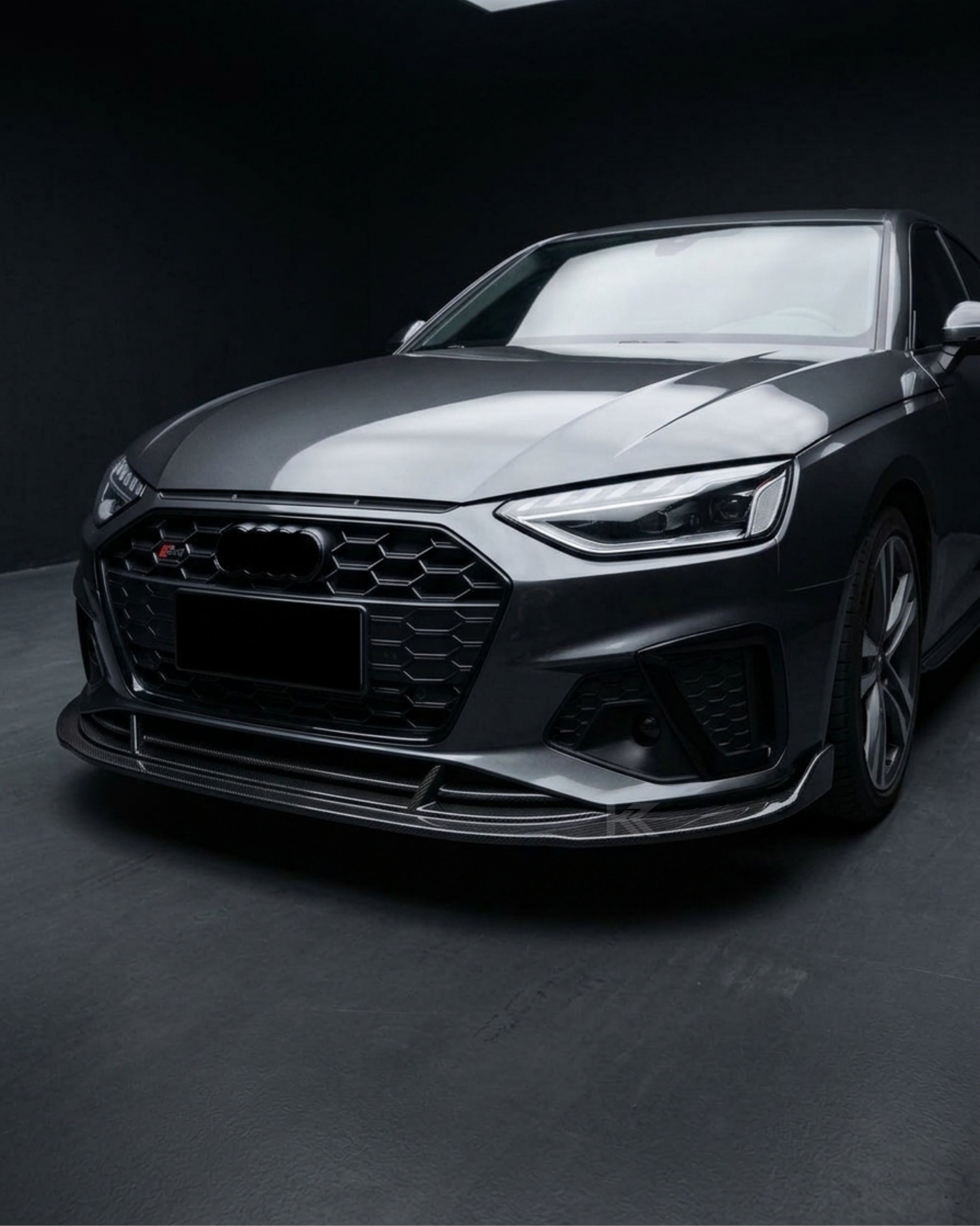 Audi A4 B9 S-Line / S4 Sedan Carbon Fiber 3D Style Front Bumper Lip Splitter Chin Spoiler 2020 - 2021