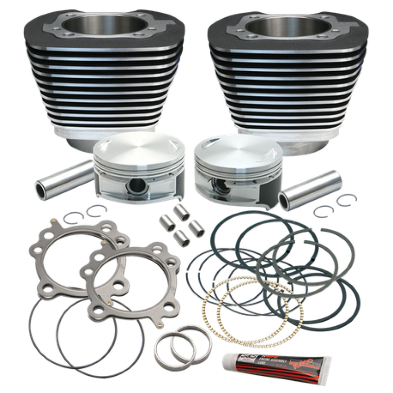 S&S Cycle 99-16 BT Replacement 3-7/8in Bore Cylinder & Piston Kit For S&S 106in Stroker Kit - Wblack