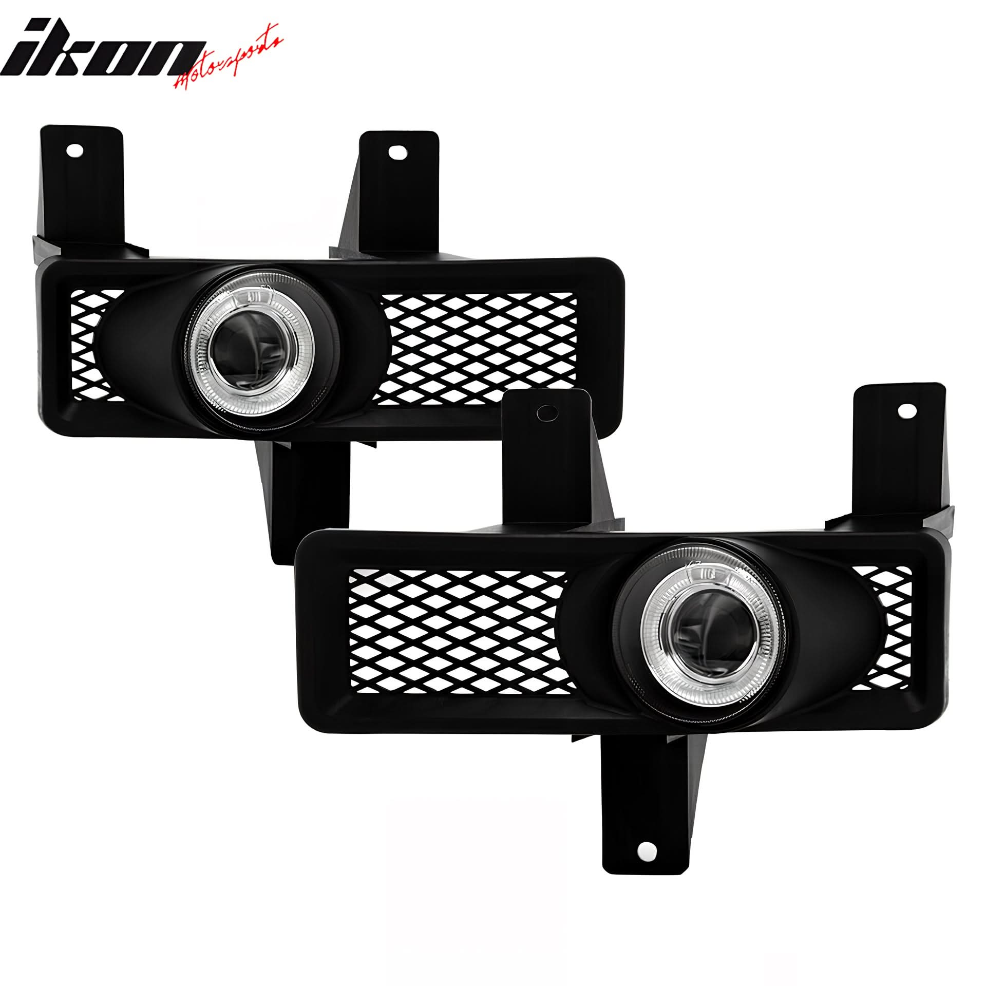 1997-1998 Ford F-150 Ring Style 2PC Projector Fog Lights Black Housing