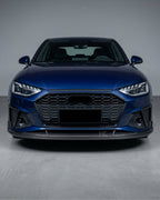 Audi A4 B9 S-Line / S4 Sedan Carbon Fiber 3D Style Front Bumper Lip Splitter Chin Spoiler 2020 - 2021