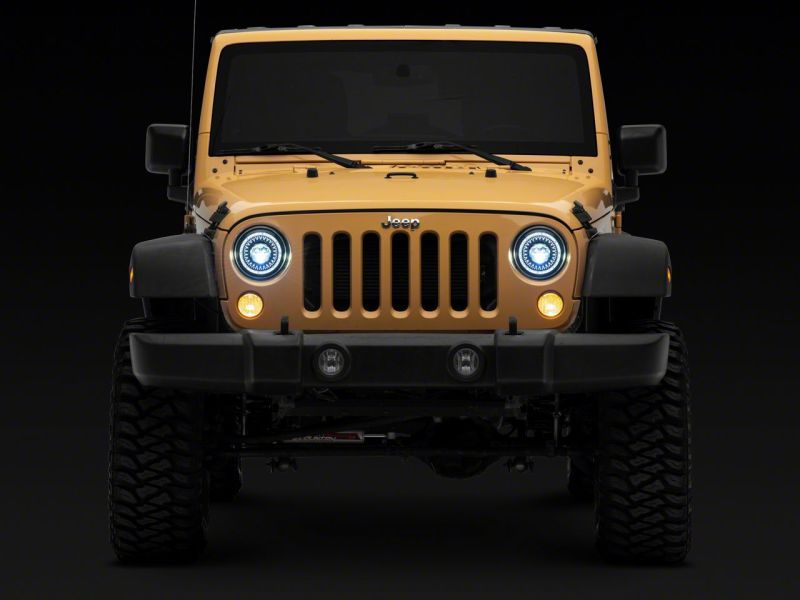 Raxiom 07-18 Jeep Wrangler JK Axial Series 7-In Dragon Eye LED Headlights- Blk Housing (Clear Lens)