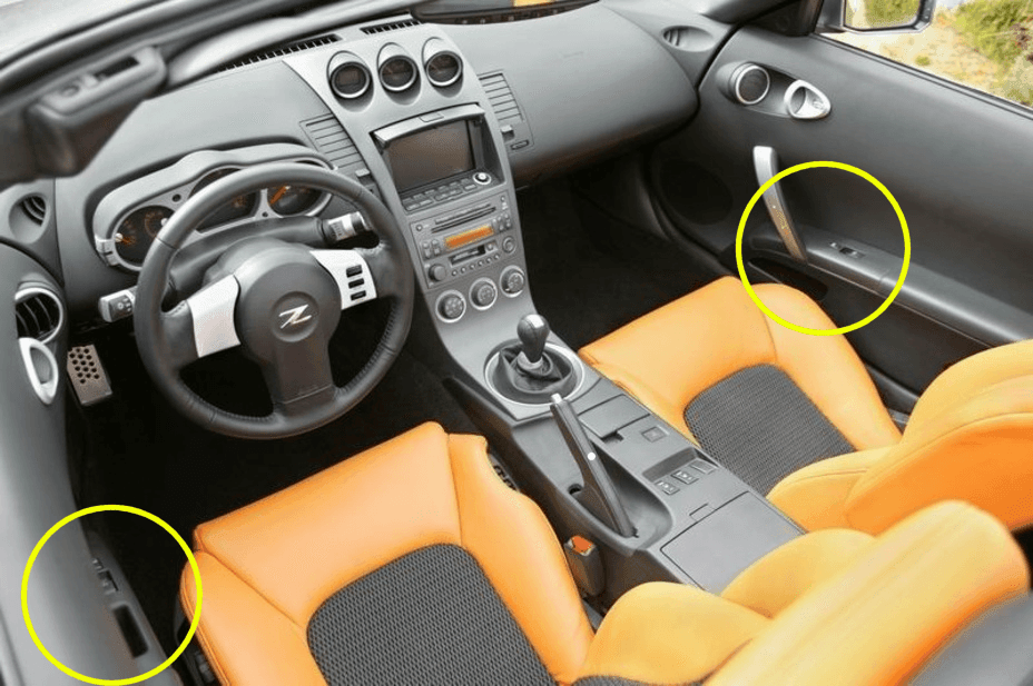 ZSPEC 350z Z33 Interior Door Window Switch Finisher Set, LHD '06-09, Forged Carbon Style