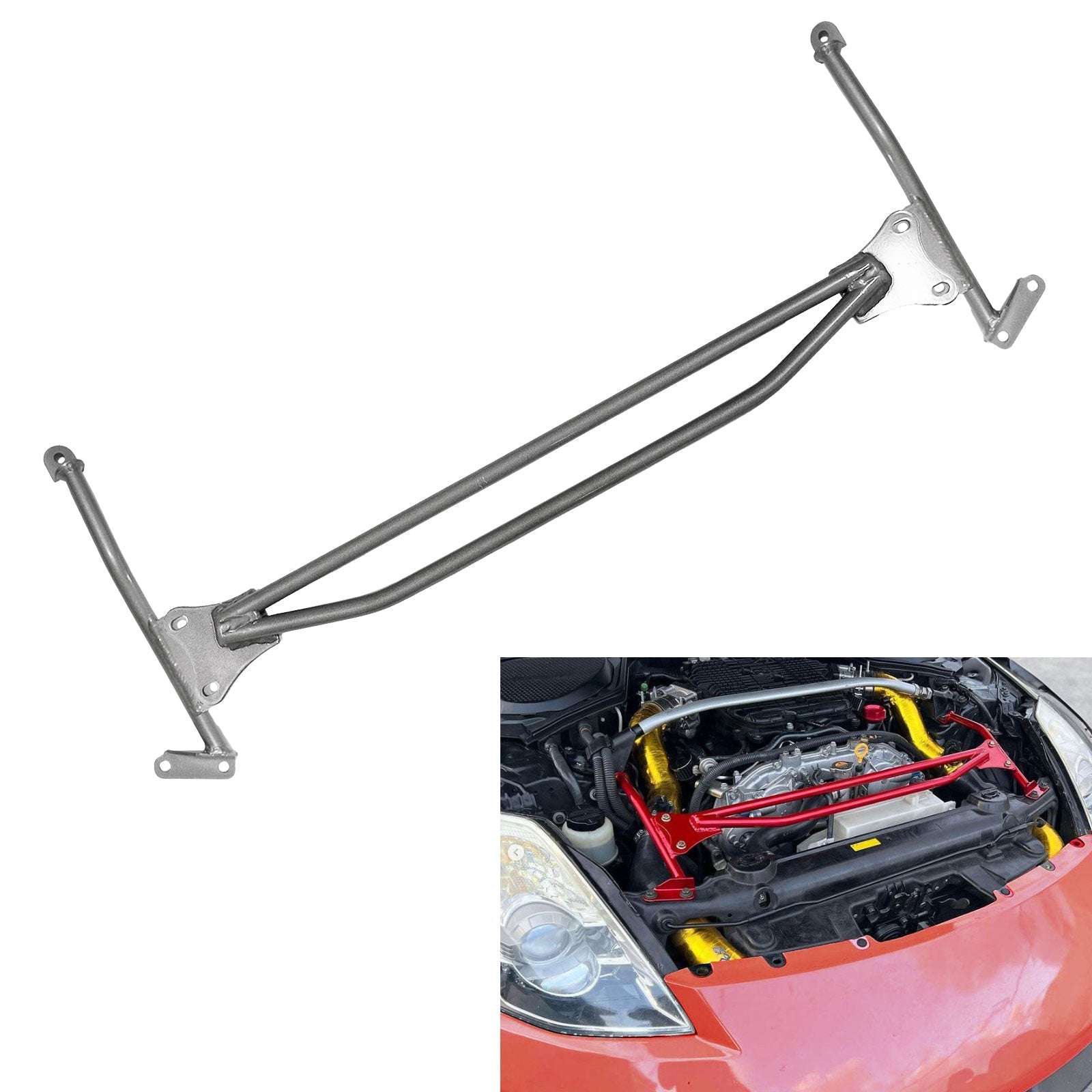 Reinforced Front Upper Nismo Style Strut H Brace Bar For VQ Nissan 350Z Z33 VQ35 - Bull Boost Performance