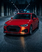 Audi A4 B9 S-Line / S4 Sedan Carbon Fiber 3D Style Front Bumper Lip Splitter Chin Spoiler 2020 - 2021