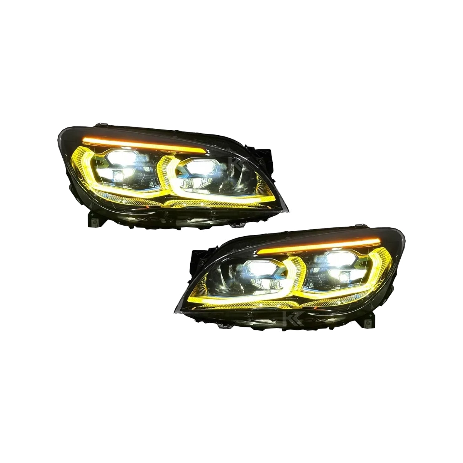 BMW 7 Series F02 G12 Style LED Headlight Assembly with Dual-Color DRL (Yellow / White) 2013 - 2015 (Replaces 63117228423)