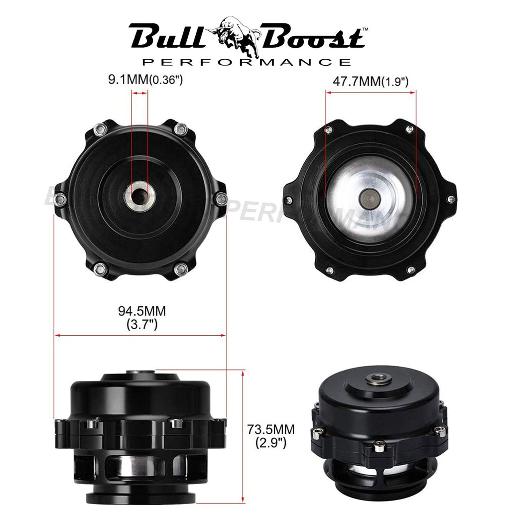 Q BV50 Black 50mm Blow Off Valve (BOV) - Up to 35PSI - 6PSI + 18PSI Springs - Bull Boost Performance