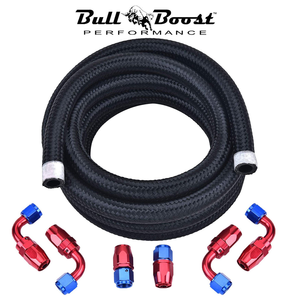 AN10 -10AN Fitting Stainless Steel Braided Oil Fuel Hose Line Kit 10Feet - Bull Boost Performance