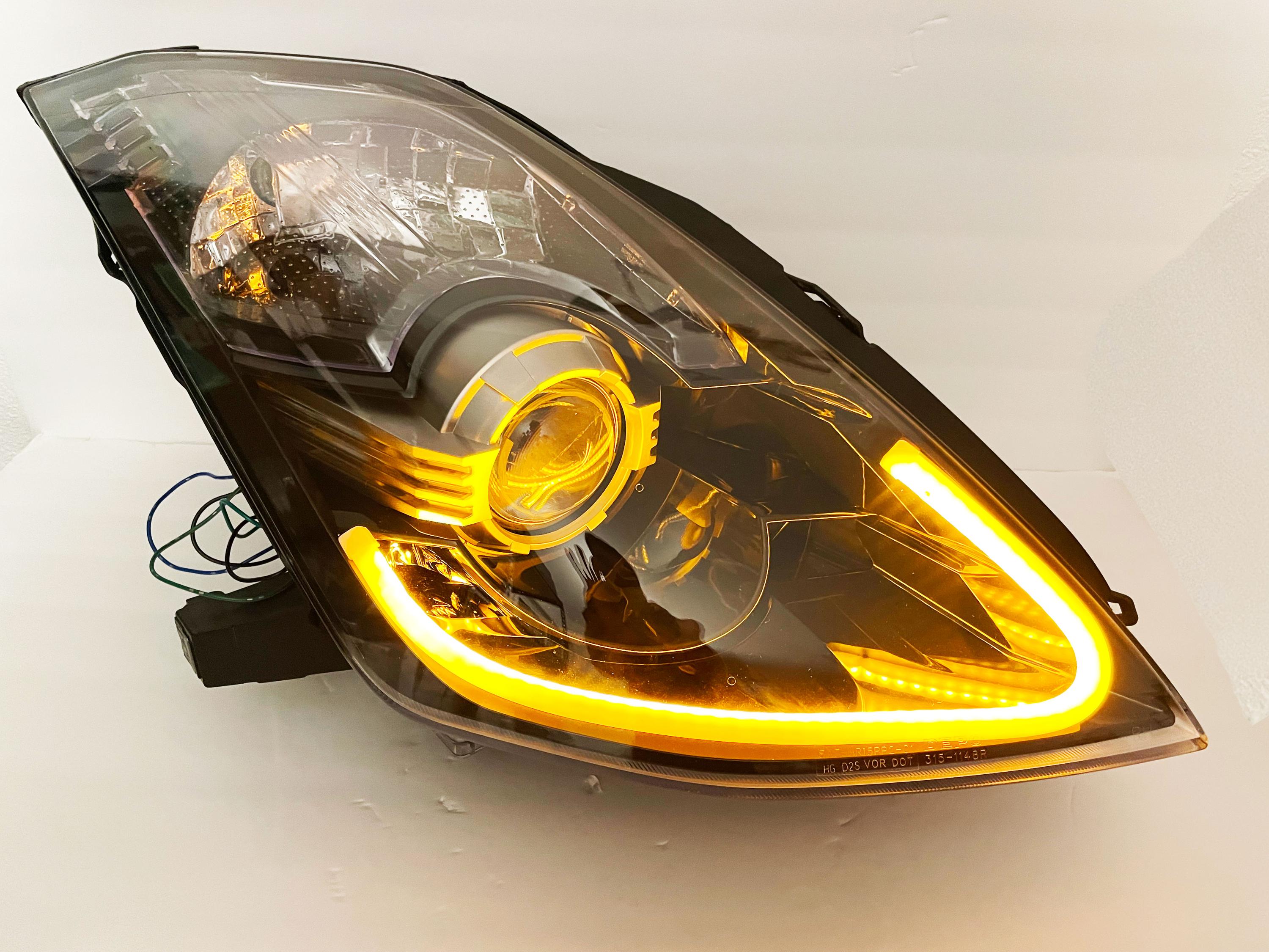 LED DEPO Pair Bi-Xenon Black Projector Headlights DOT/SAE For 2003-2009 Nissan 350z - Bull Boost Performance