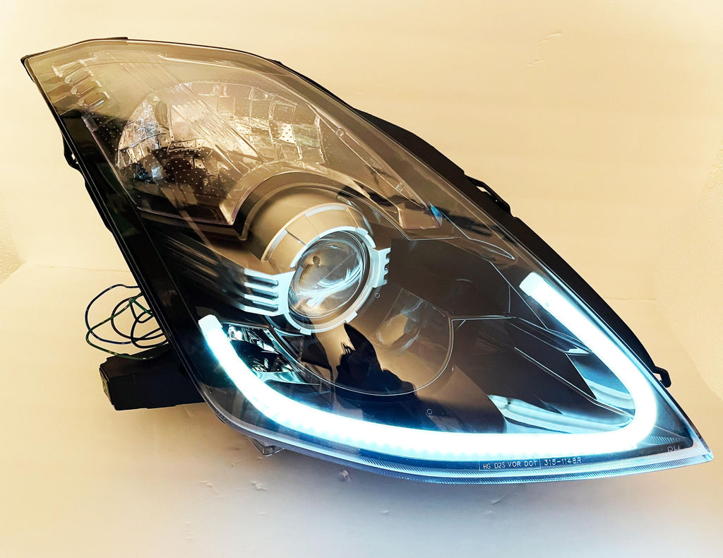 LED DEPO Pair Bi-Xenon Black Projector Headlights DOT/SAE For 2003-2009 Nissan 350z - Bull Boost Performance