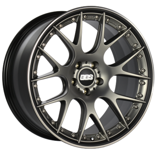 BBS CH-RII 21x9 5x108 ET45 PFS Platinum Center Black Rim SS Rim Protector Wheel w/Motorsport Etching