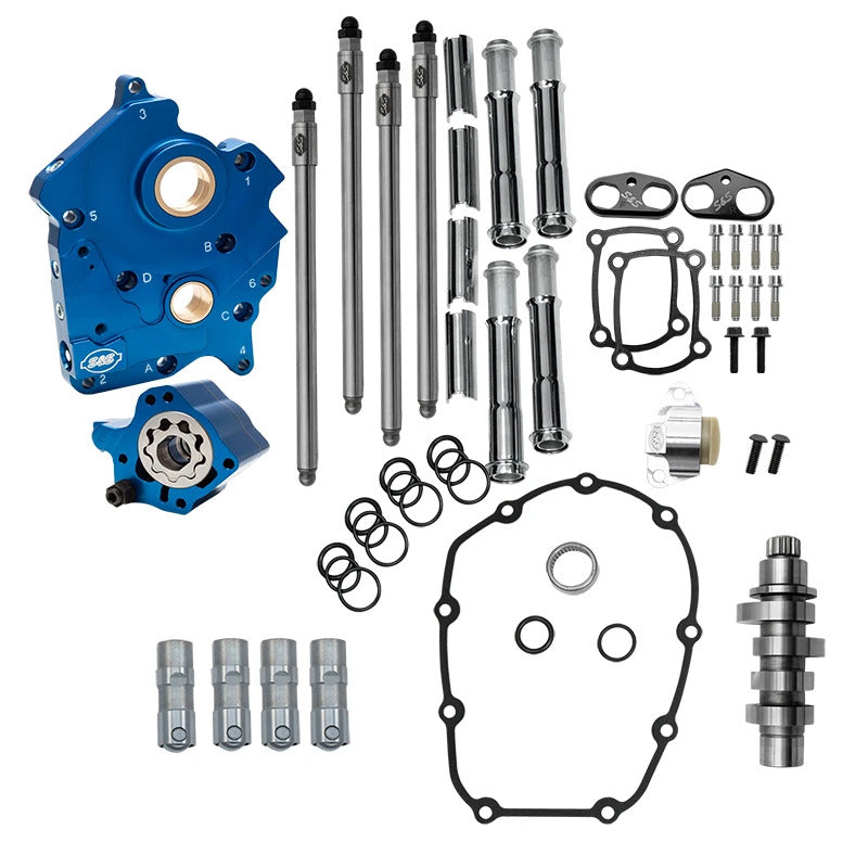 S&S Cycle 24-26 Oil Cooled M8 Models Chain Drive HPT542 Cam Chest Kit w/ Chrome Pushrod Tubes