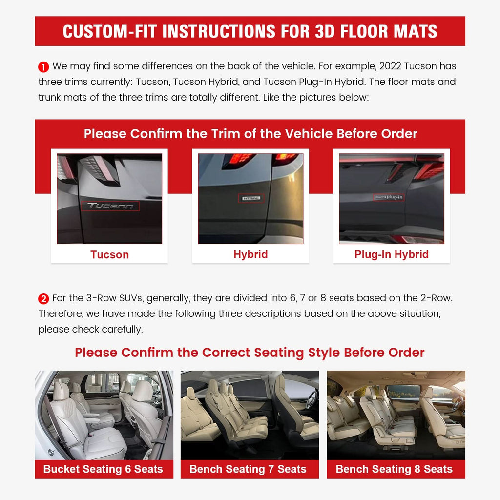 2021-2025 Ford Bronco 4DR All Weather TPE 3D Floor Mat 3PC + Trunk Mat