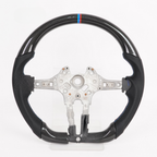Real Carbon Fiber Steering Wheel for BMW F-Series 1, 2, 3, 4, X1, X3, X6 & M2 – Tri-Color or Red Stripe