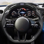 Real Carbon Fiber LED Steering Wheel for Nissan Z Fairlady 400Z RZ34 2023–2026 with Perforated Leather Grip