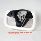 Heated White Leather Yoke Steering Wheel for Tesla Model 3 / Model Y