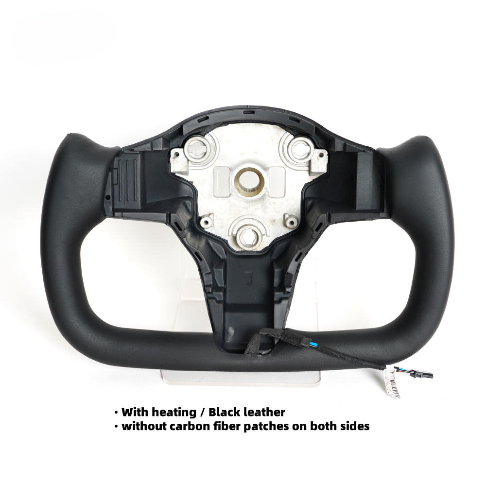 Leather Yoke Heated Steering Wheel for Tesla Model 3/Y Carbon Patches