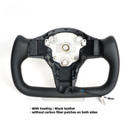 Leather Yoke Heated Steering Wheel for Tesla Model 3/Y Carbon Patches