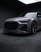 Audi RS6 C8 Avant Wagon Pre-Preg Dry Carbon Fiber Front Bumper Lip Spoiler 2019 - 2021