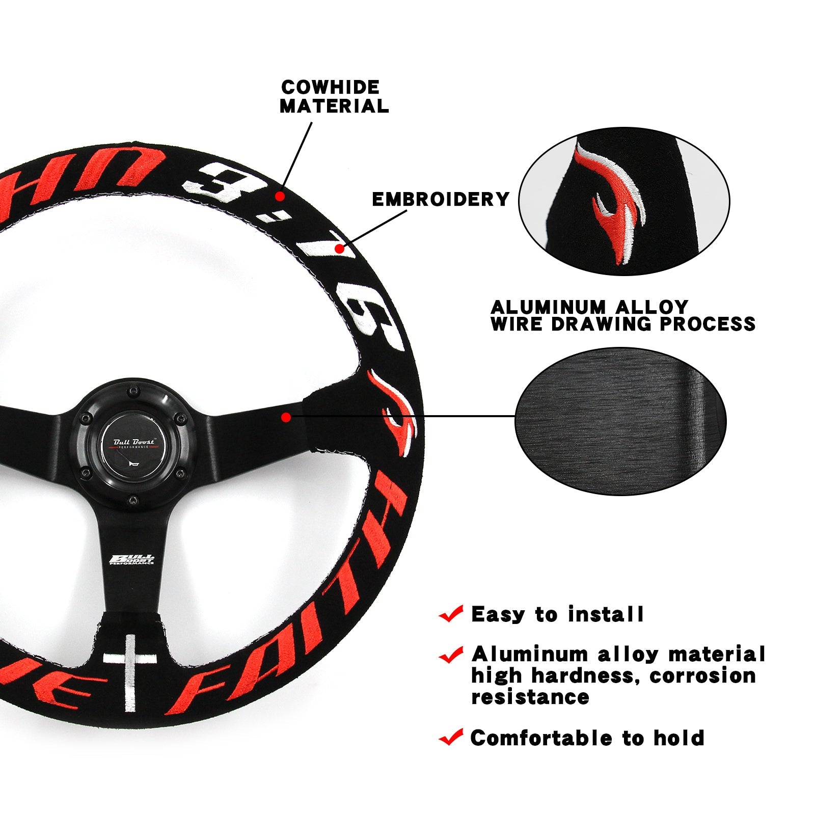 Have Faith 6-Bolt Racing Steering Wheel + Hub Adapter Boss Kit for Civic, Del Sol, Integra - Bull Boost Performance