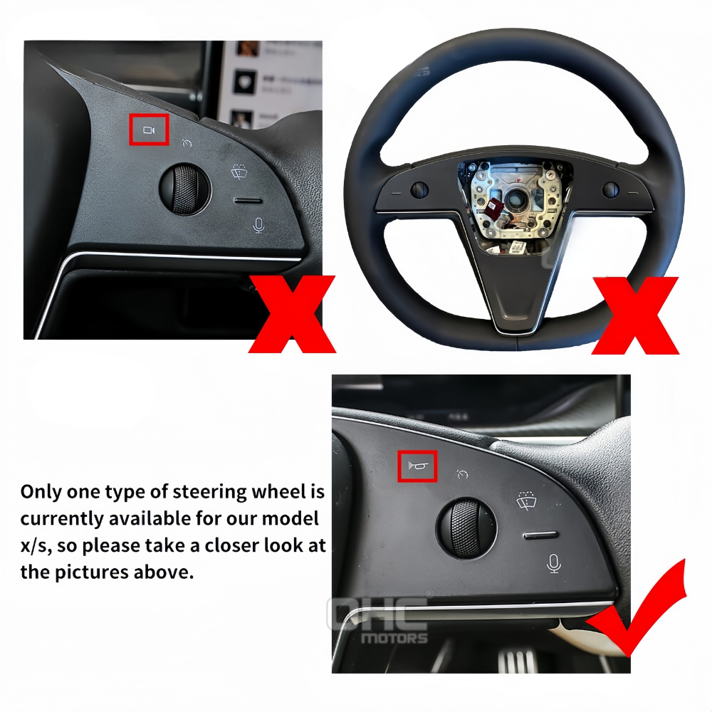 Heated Leather Yoke Steering Wheel for Tesla Model S / Model X 2021-2025