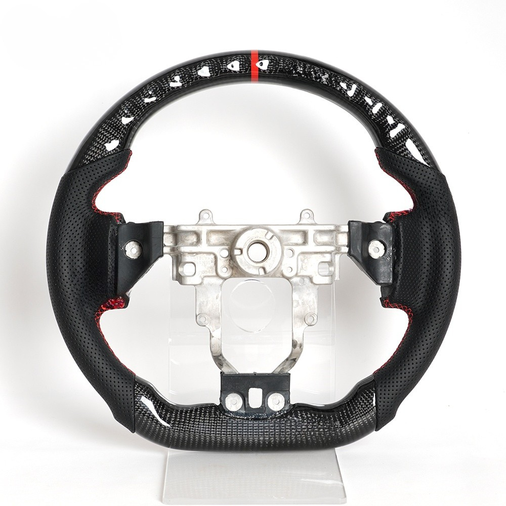 Real Carbon Fiber Steering Wheel for Mitsubishi Lancer Evolution EVO X 2008–2015 with Perforated Leather Grip