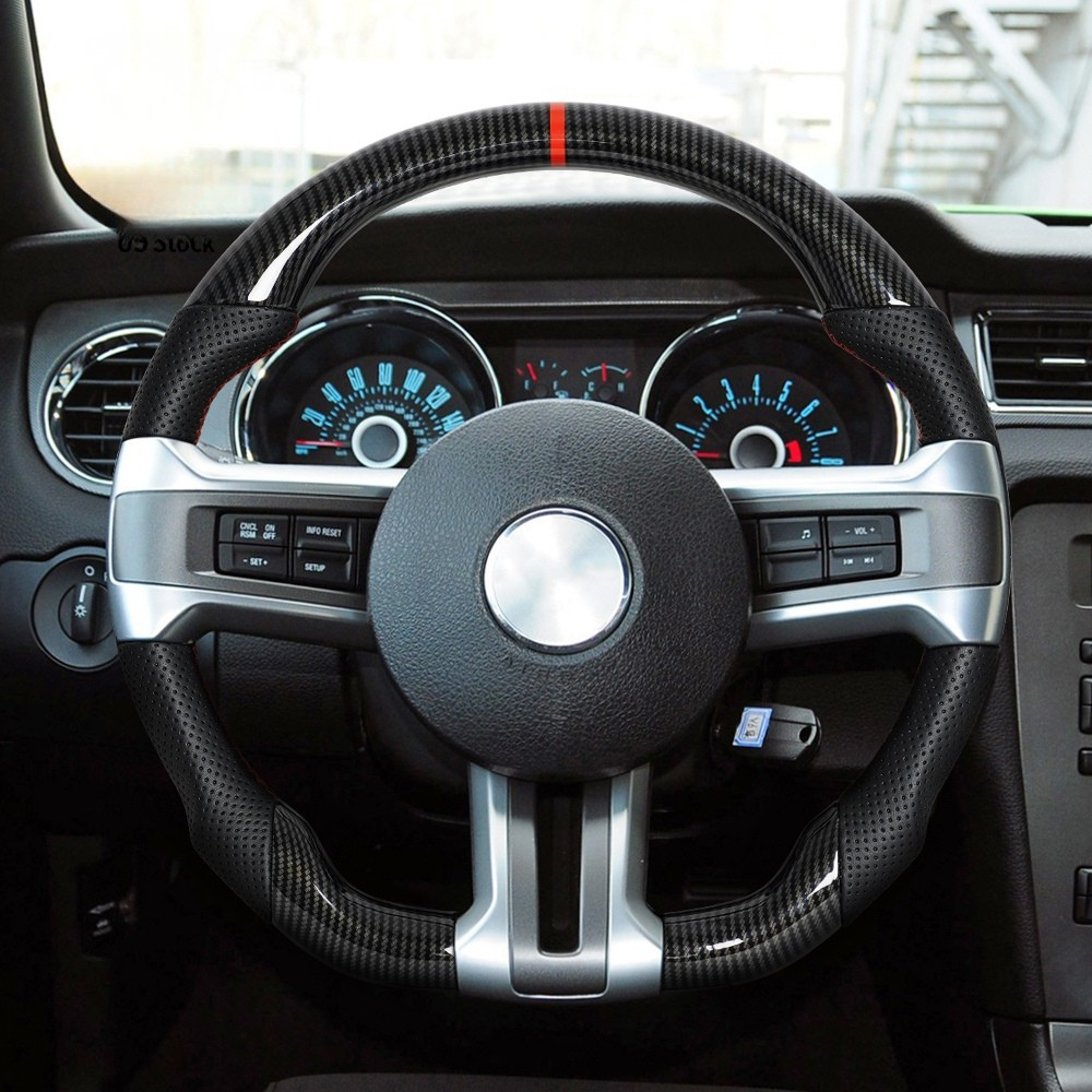 Hydro-Dip Carbon Fiber Steering Wheel for Ford Mustang V6, GT & Shelby GT500 2010-2014