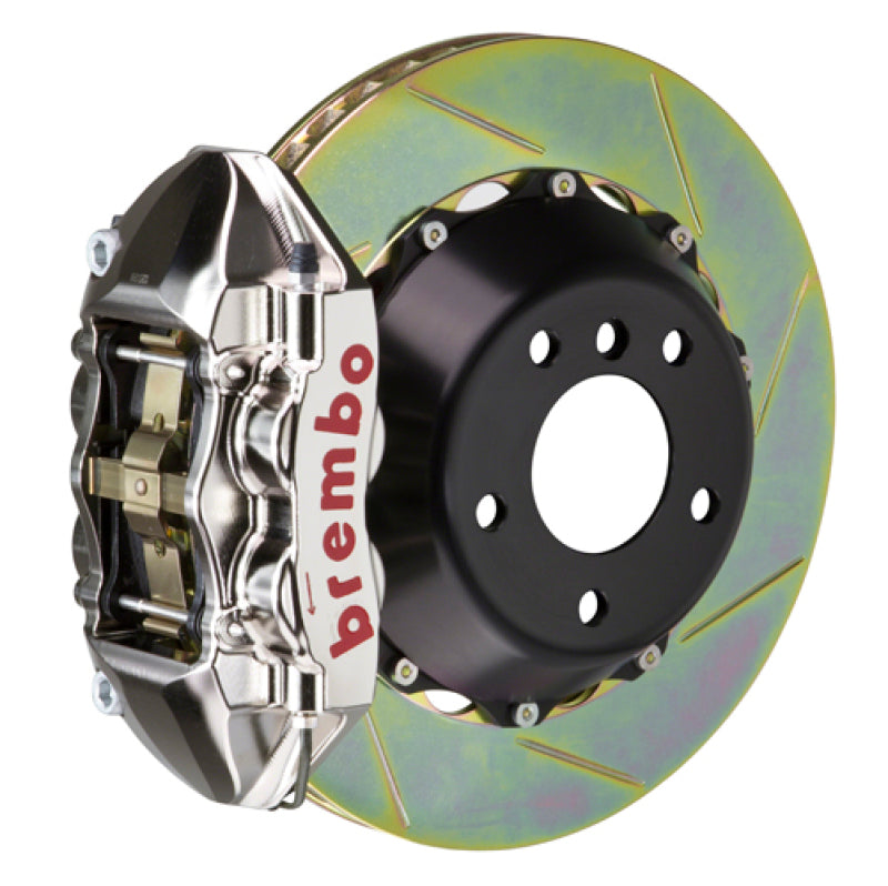 Brembo 09-16 Panamera/S/4S/Turbo Rear GTR BBK 4 Pist Billet 380x28 2pc Rotor Slotted Type1 - Nickel