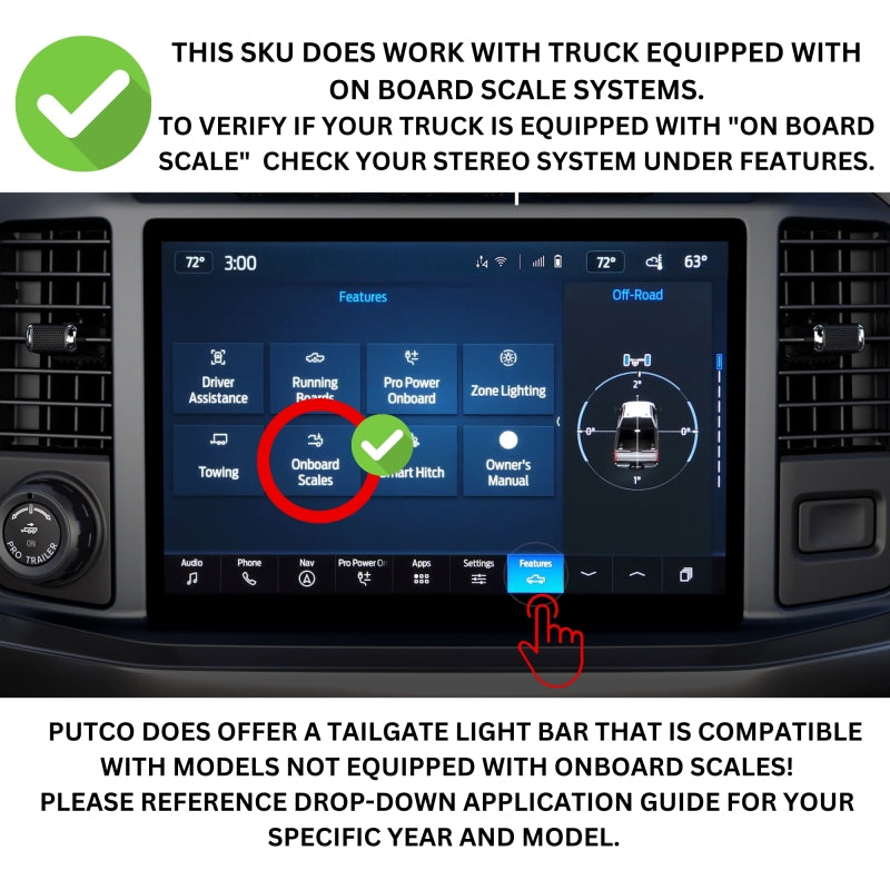 Putco 21-23 Ford F-150 60In Direct Fit Red Blade Kit Tailgate Bars w Factory LED Taillamps
