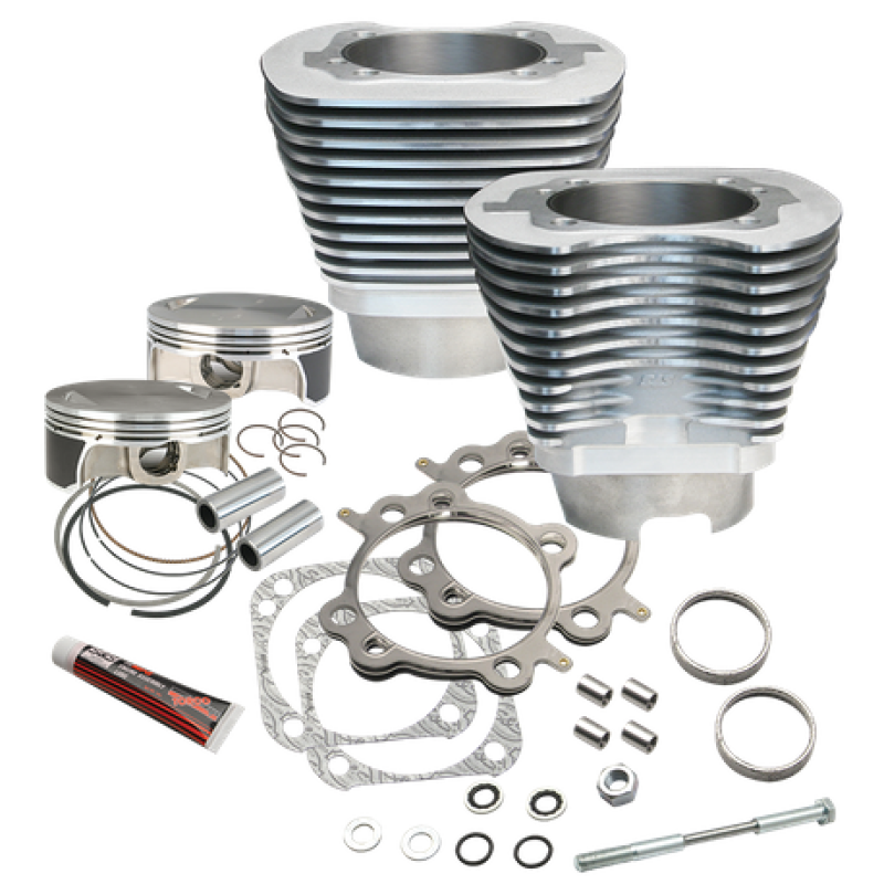 S&S Cycle 07-17 BT 117in Big Bore Cylinder Kit - Silver