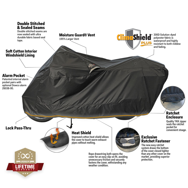 Dowco Cruisers (Small/Large) WeatherAll Plus Ratchet Motorcycle Cover Black - XL