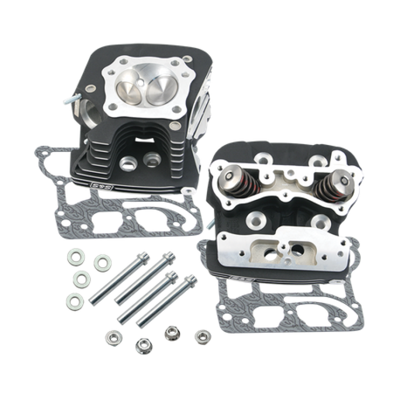 S&S Cycle 2006 Dyna 91cc .032in Manifold Surface Cylinder Heads - Wrinkle Black