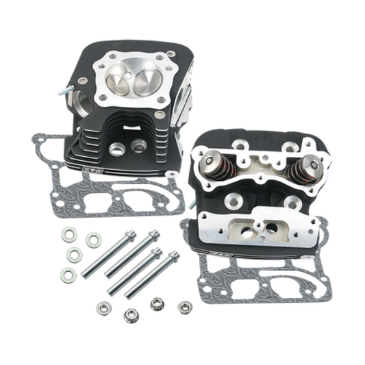 S&S Cycle 2006 Dyna 91cc .032in Manifold Surface Cylinder Heads - Wrinkle Black