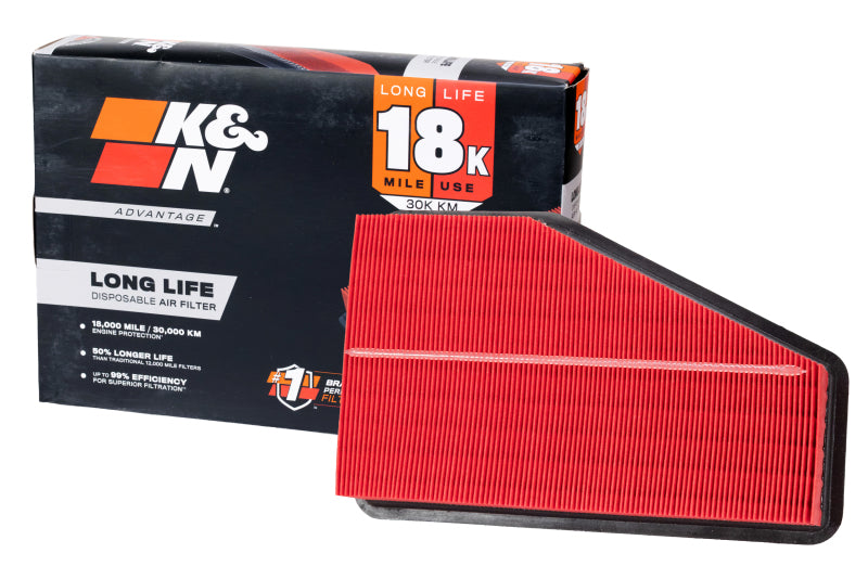 K&N Advantage Air Filter 18K Miles Jeep Cherokee L4-2.4L/V6-3.2L F/I 2019-2023