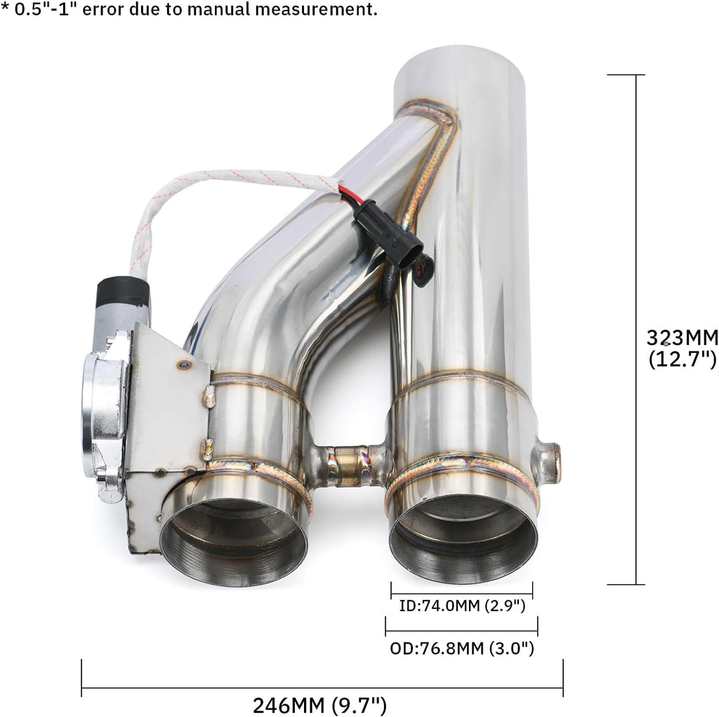 Universal 3 Inch Dual Stainless Steel Exhaust Valve Pipe Kit 2PC - Bull Boost Performance