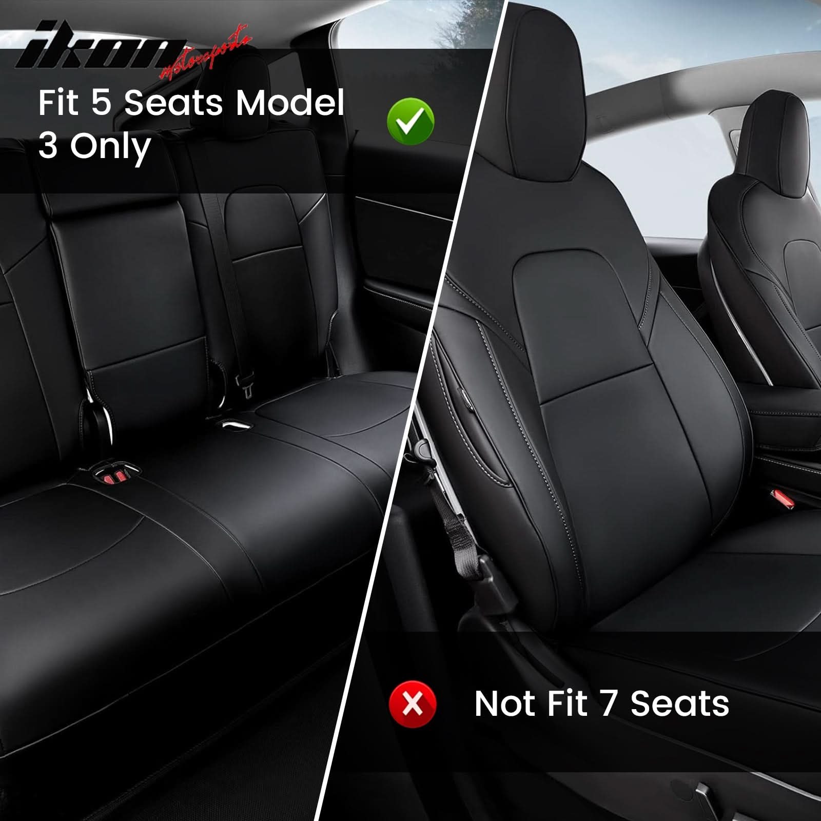 2017-2023 Tesla Model 3 Front Rear 5-Seat Seat Covers Leather